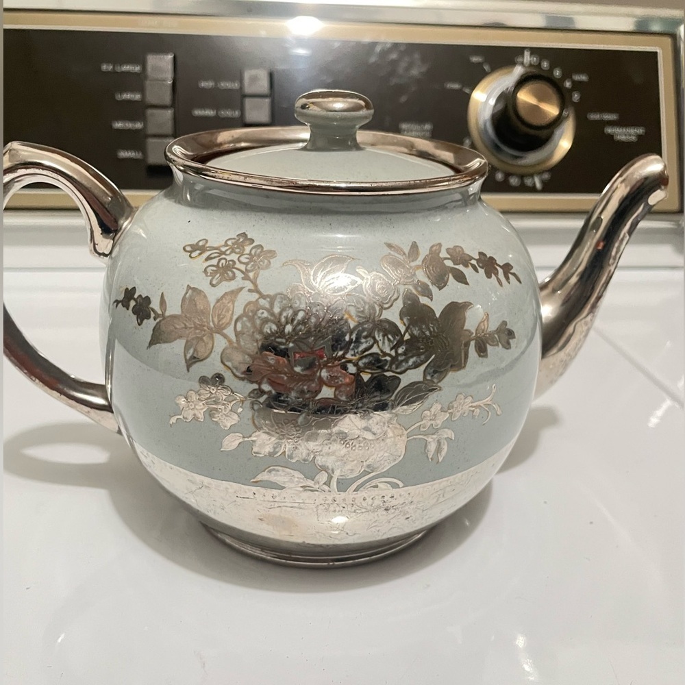 Vintage Floral Teapot Set Gibson & Blue Silver Accent Cottagecore - Picture 6 of 8
